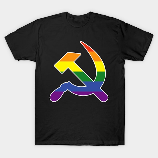 Gay Communism Lgbt Hammer And Sickle Communist Rainbow Flag T-Shirt by paynenaebree